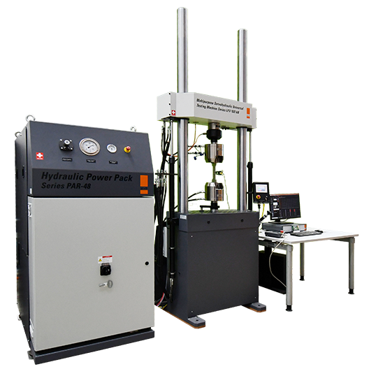 Servohydraulic Multipurpose Fatigue Test System Floor Standing with Actuator in lower base Series LFV up to 630 k