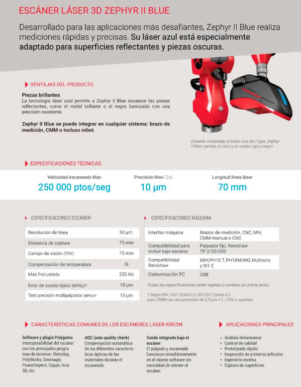 escaner laser 3D zephyr II blue, tecnologia laser azul